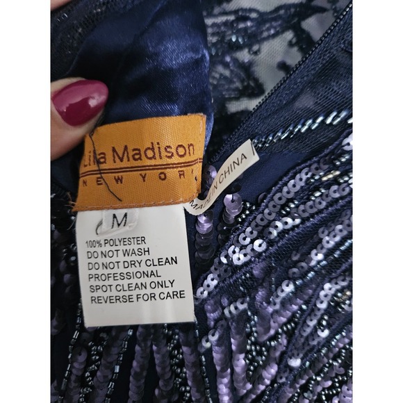 Lila Madison Blue Sequence Ball Gown - Picture 2 of 7